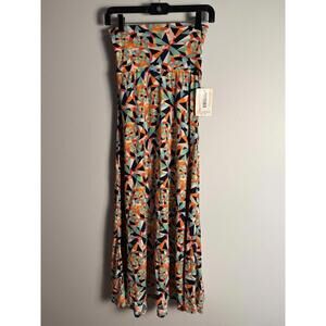 LuLaRoe Maxi Skirt Dress Green Blue Red Circle Flowy High Yoga Waist  XXS NWT